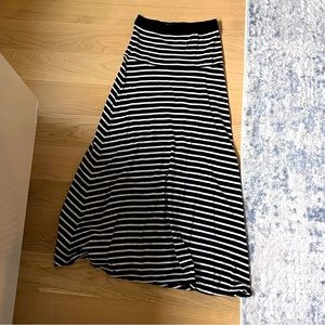 BCBG MaxAzria black and white striped maxi skirt
